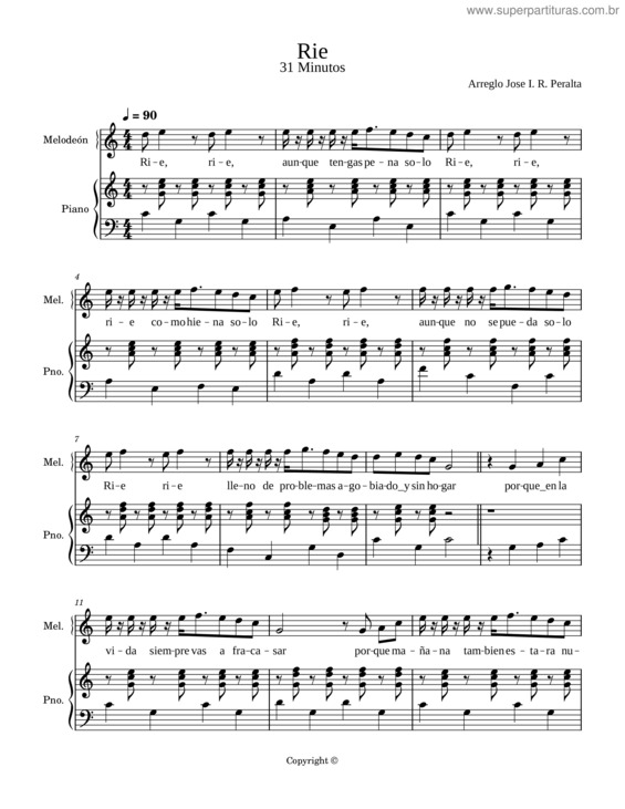 Partitura da música Ríe