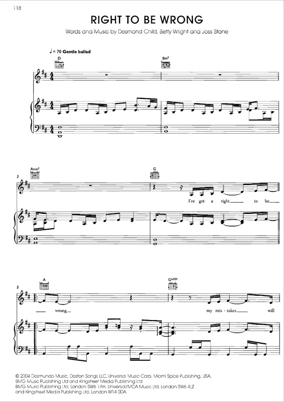 Partitura da música Right to Be Wrong