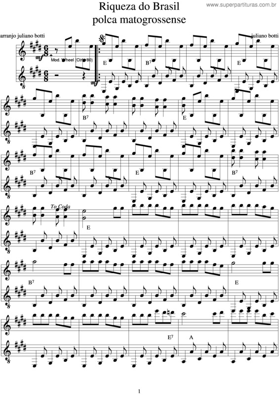 Partitura da música Riqueza Do Brasil