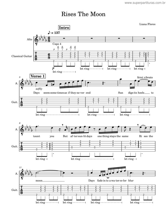 Partitura da música Rises The Moon v.10