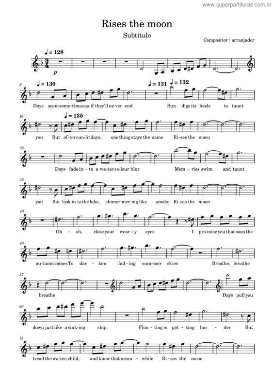 Partitura da música Rises The Moon v.3