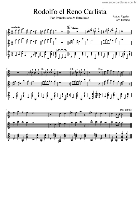 Partitura da música Rodolfo El Reno Carlista