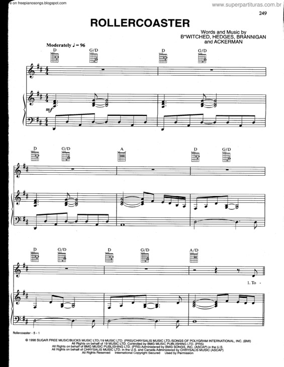 Partitura da música Rollercoaster