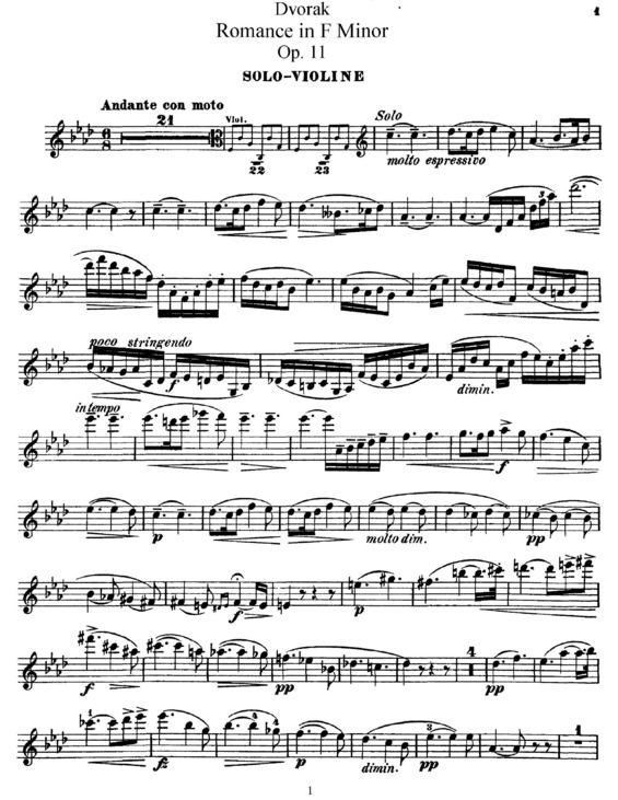 Partitura da música Romance Op 11