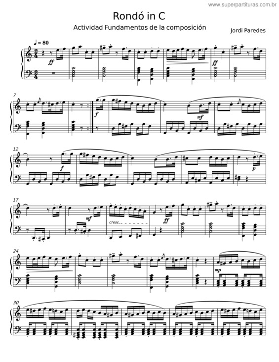 Partitura da música Rondó In C – Jordi Paredes