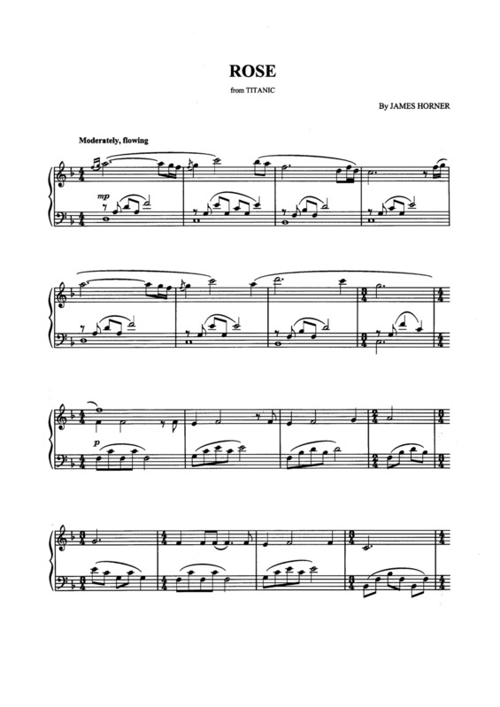 Super Partituras - Rose (Titanic Soundtrack) (James Horner), com cifra