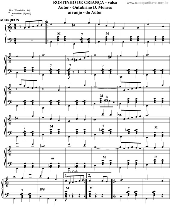 Partitura da música Rostinho De Criança v.2