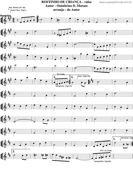 Partitura da música Rostinho De Criança v.3