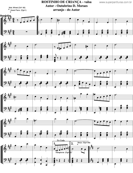 Partitura da música Rostinho De Criança v.4