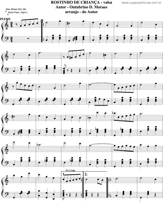 Partitura da música Rostinho De Criança v.5