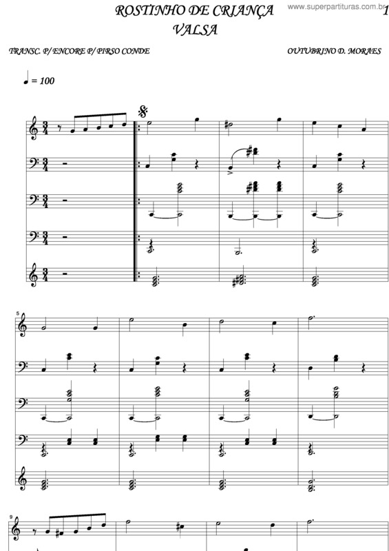 Partitura da música Rostinho De Criança