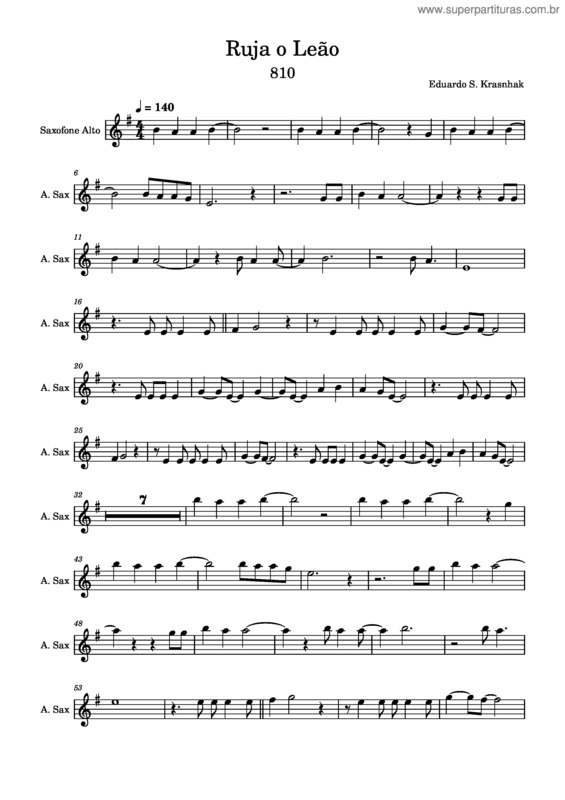 Partitura da música Ruja O Leão v.2