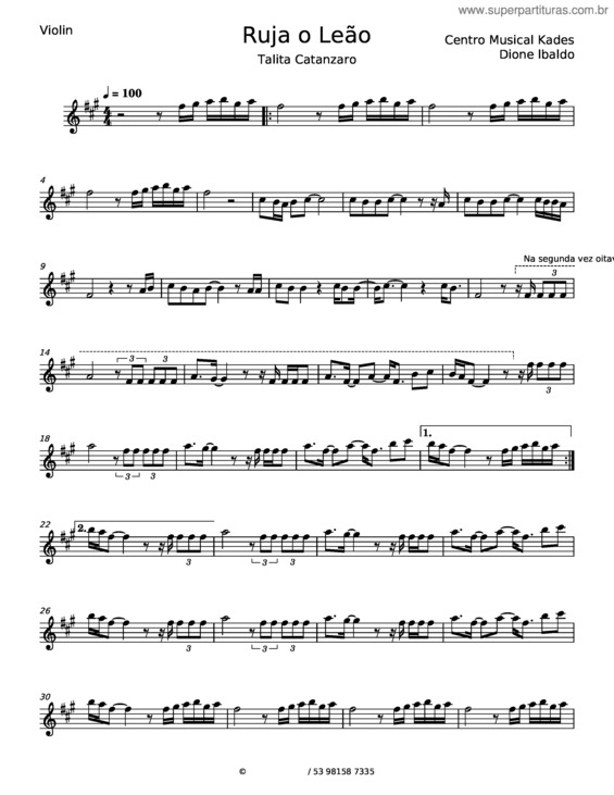 Partitura da música Ruja O Leão v.5