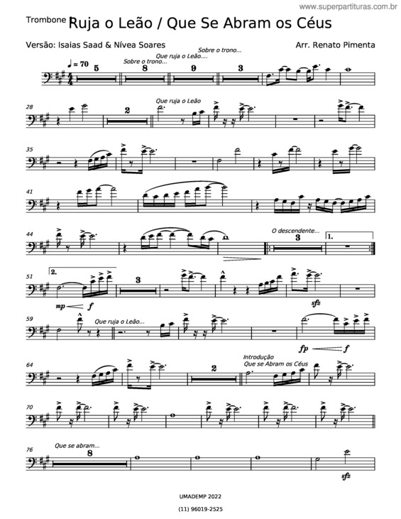 Partitura da música Ruja O Leão v.6