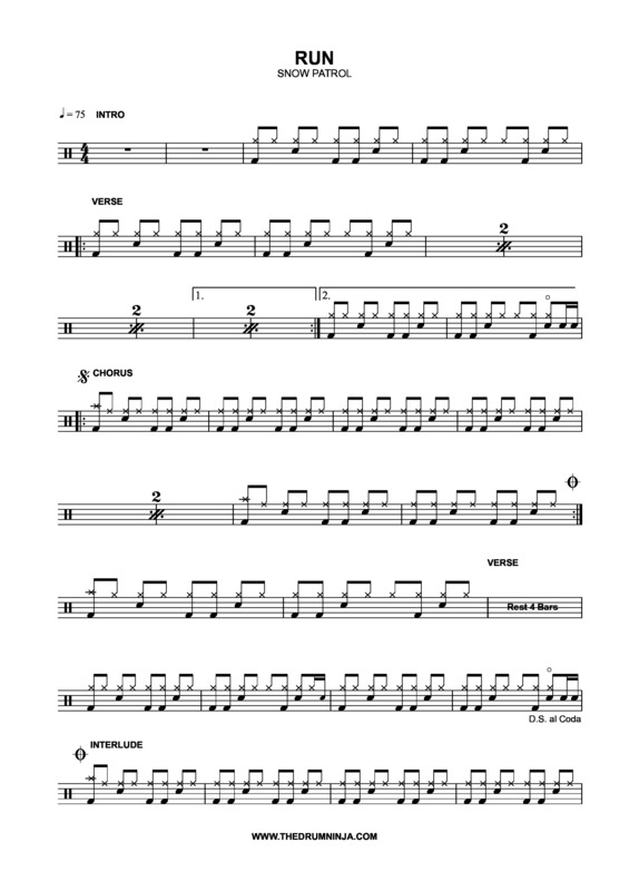 Partitura da música Run v.2