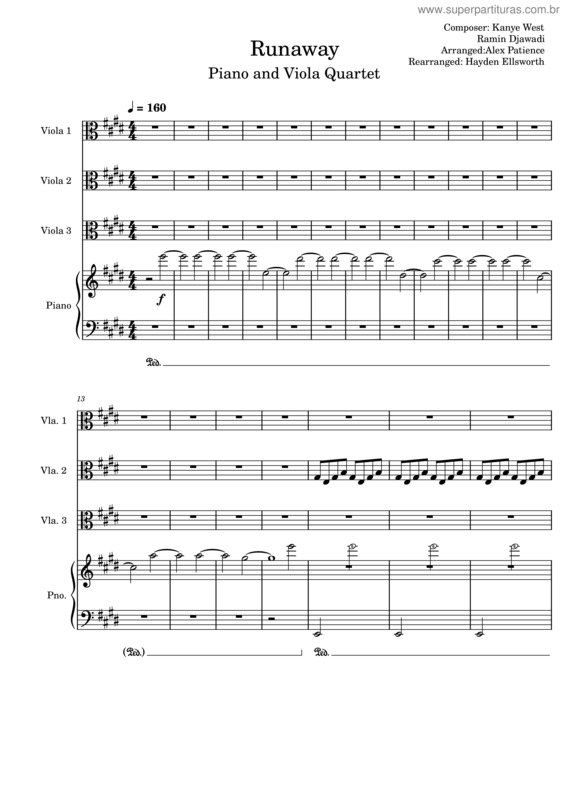 Partitura da música Runaway – Kanye West