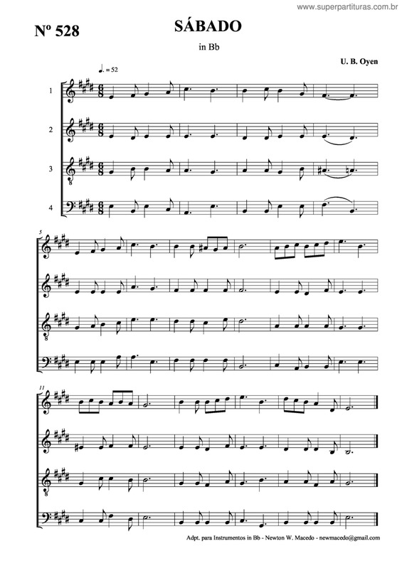 Partitura da música Sábado v.3