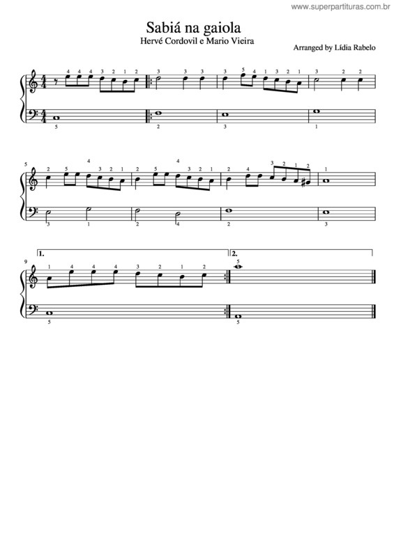 Partitura da música Sabiá Na Gaiola v.2