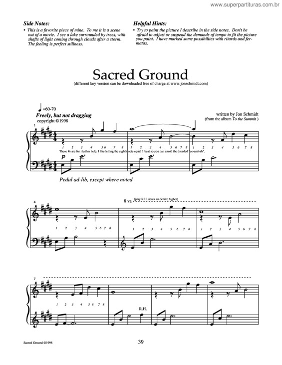 Partitura da música Sacred Ground