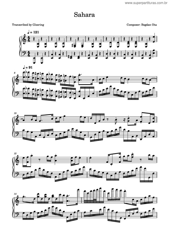 Partitura da música Sahara