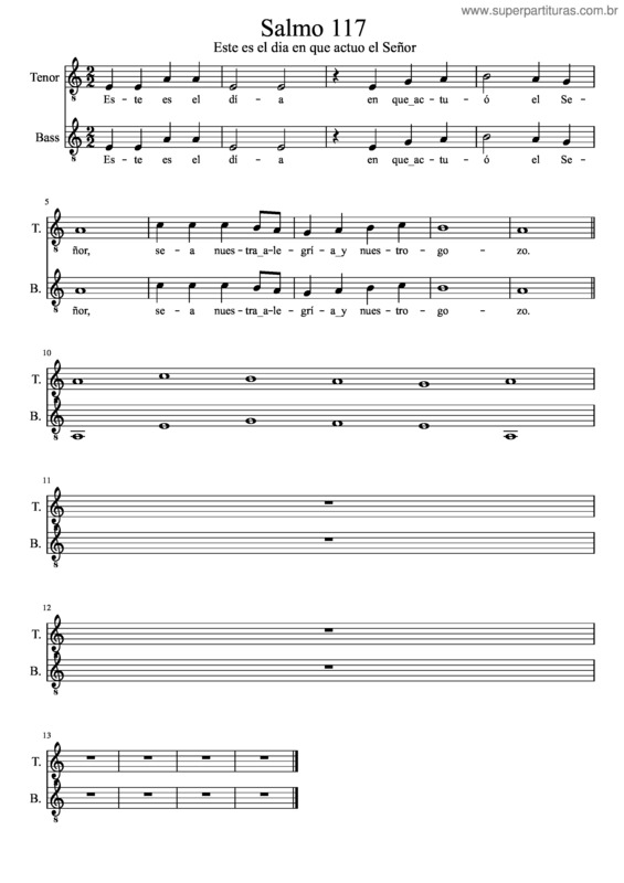 Partitura da música Salmo 117-2