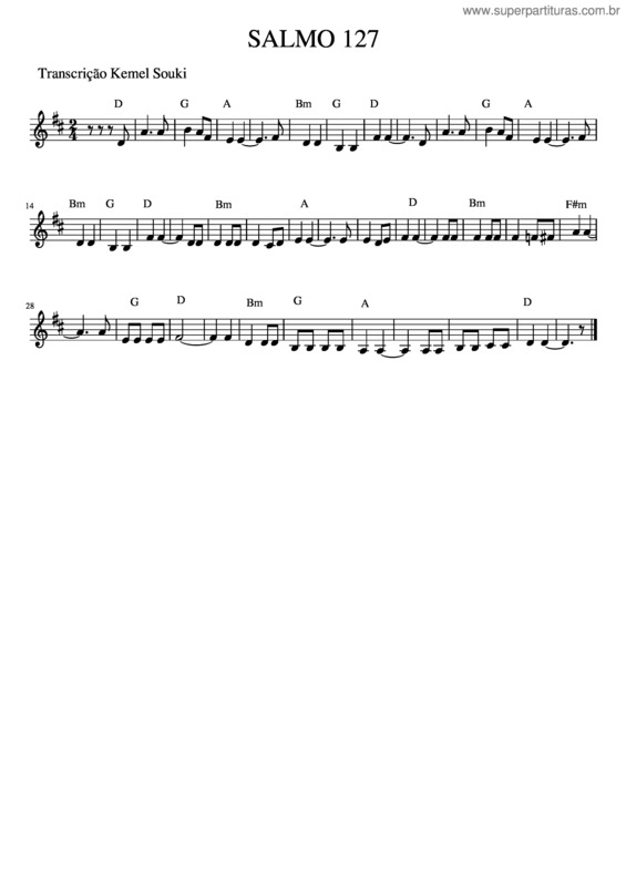 Partitura da música Salmo 127 v.3