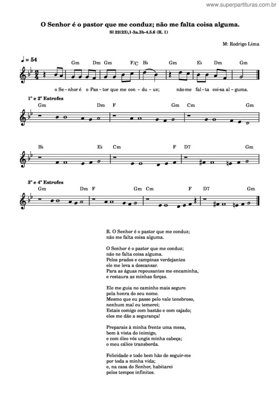 Partitura da música Salmo 22 v.2