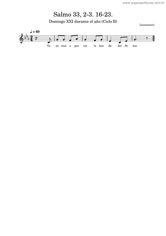 Partitura da música Salmo 33, 2-3. 16-23