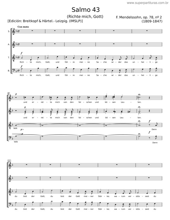 Partitura da música Salmo 43