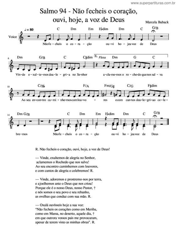 Partitura da música Salmo 94 v.2