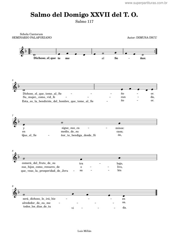 Partitura da música Salmo Del Domigo Xxvii Del T. O. Salmo 117  2