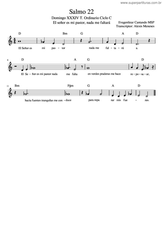 Partitura da música Salmo Domingo Xxxiv Ciclo C Evangelizar Cantando