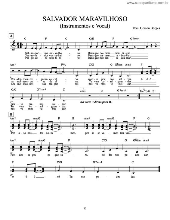 Partitura da música Salvador Maravilhoso