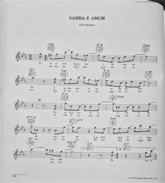 Partitura da música Samba E Amor v.2