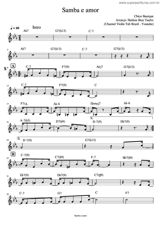 Partitura da música Samba E Amor v.5