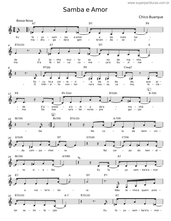 Partitura da música Samba E Amor v.7