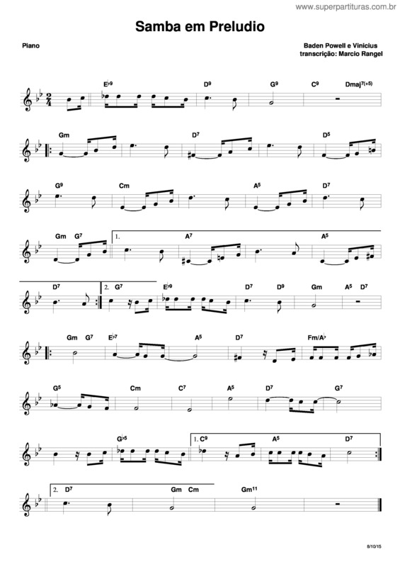 Partitura da música Samba Em Prelúdio v.3