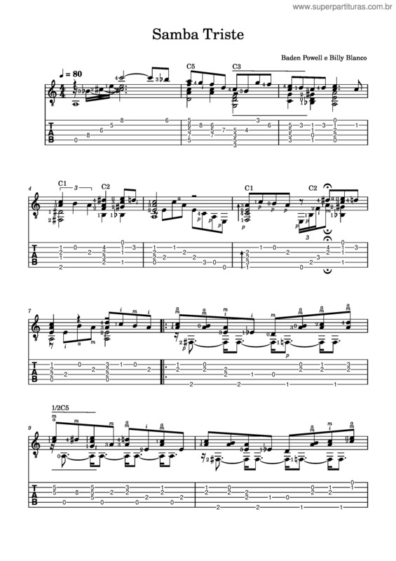 Partitura da música Samba Triste v.3