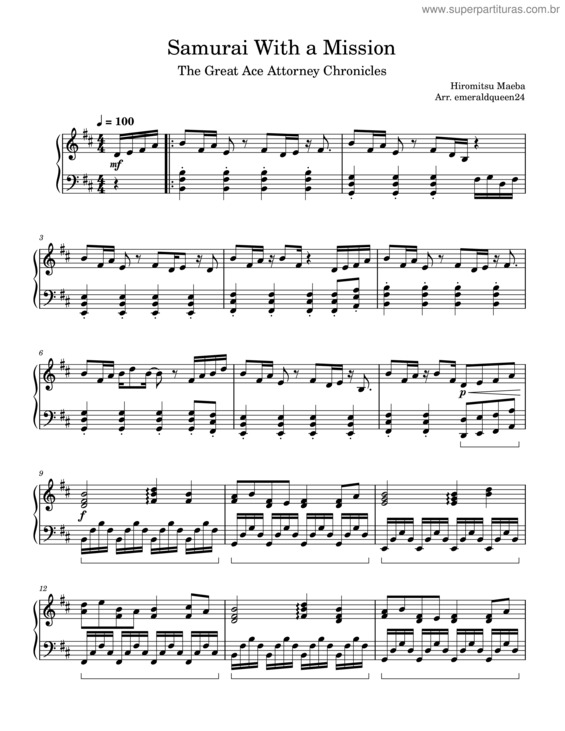 Partitura da música Samurai With A Mission