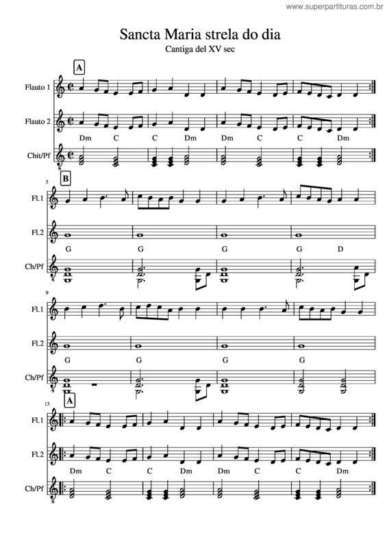 Partitura da música Sancta Maria Strela Do Dia