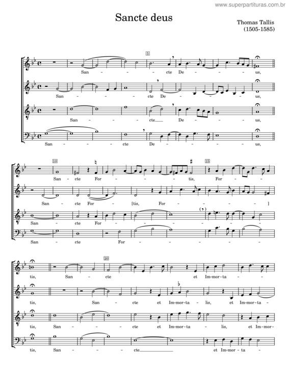 Partitura da música Sancte Deus