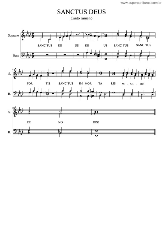 Partitura da música Sanctus Deus