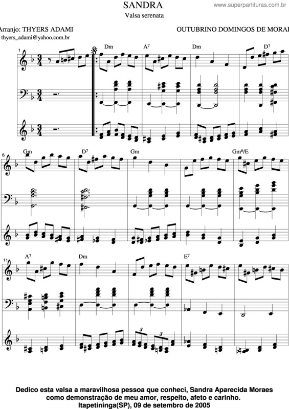 Partitura da música Sandra v.9