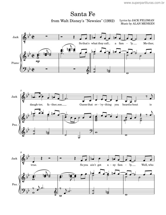 Partitura da música Santa Fe v.3