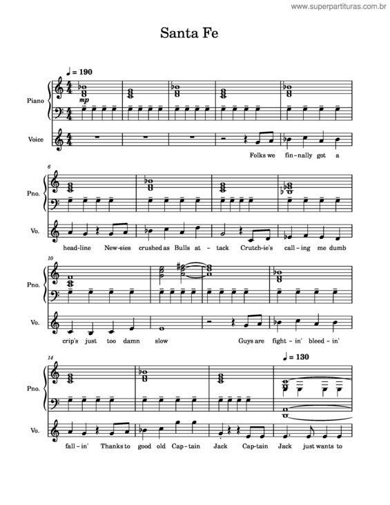 Partitura da música Santa Fe v.4