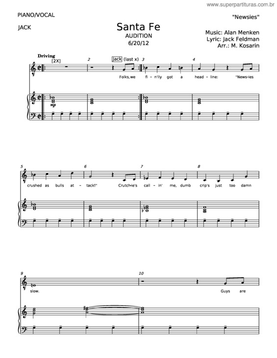 Partitura da música Santa Fe v.6