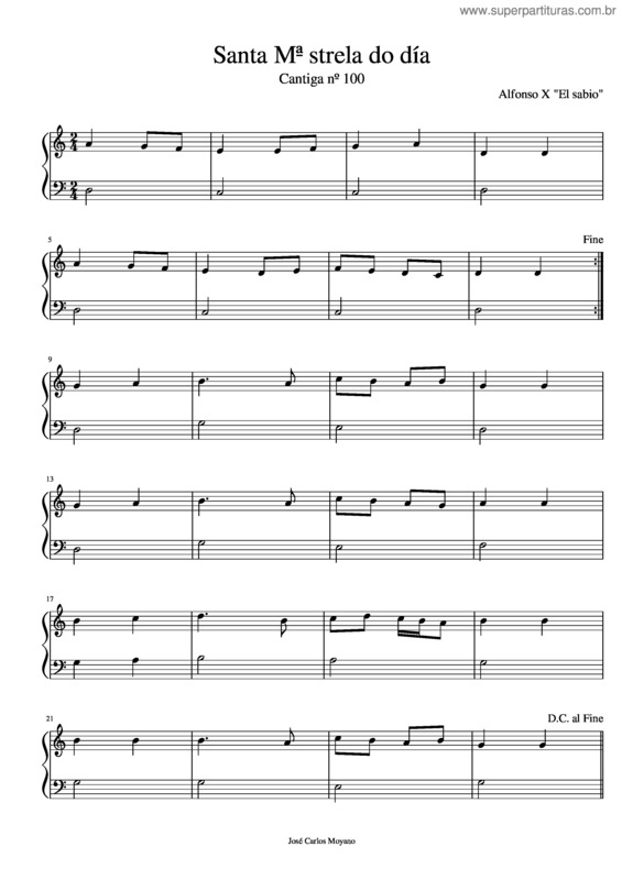 Partitura da música Santa Mª Strela Do Día