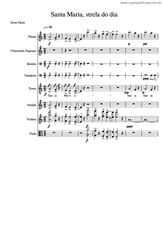 Partitura da música Santa Maria, Strela Do Dia v.2