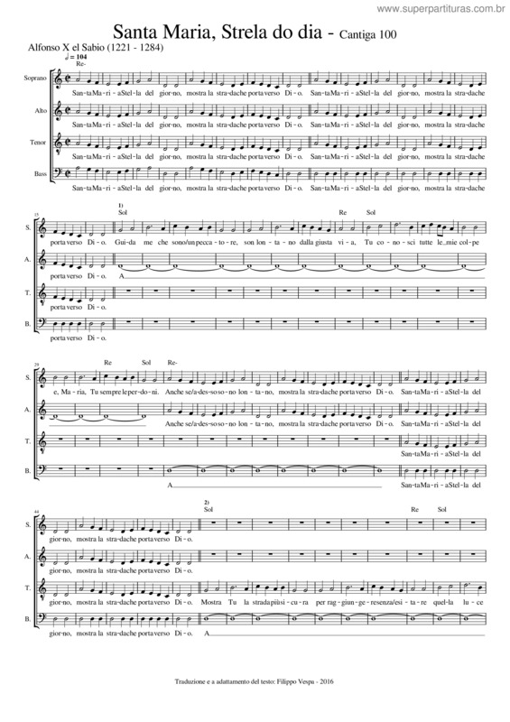 Partitura da música Santa Maria, Strela Do Dia v.3