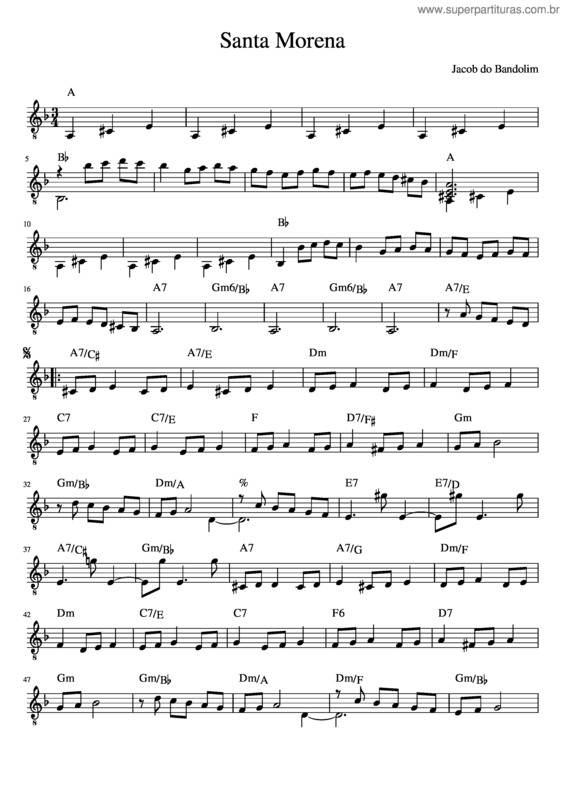 Partitura da música Santa Morena v.7